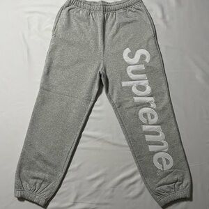 Grey Supreme Satin Applique Sweatpants